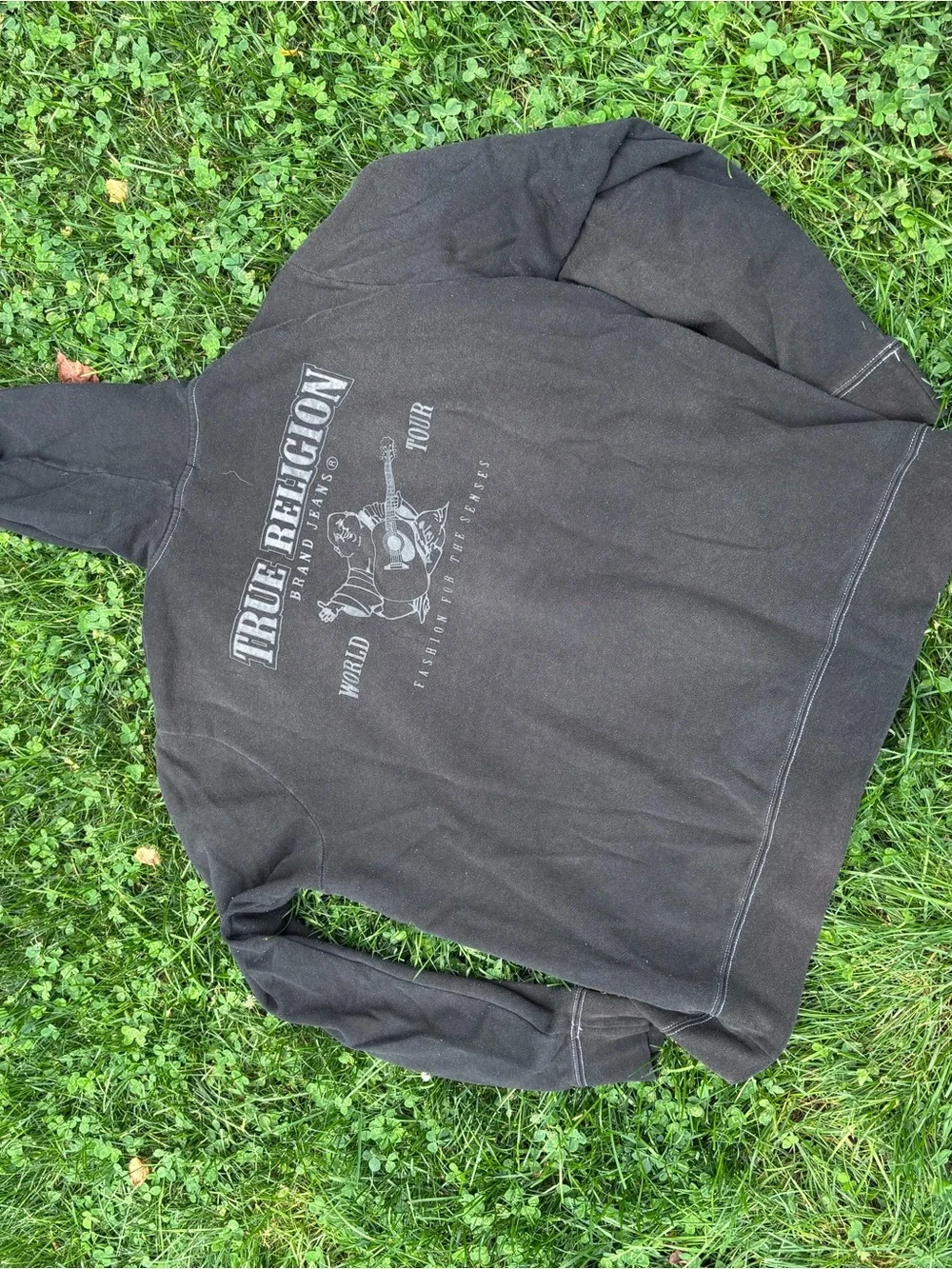 True Religion Black Full-Zip Hoodie with Grey Logo